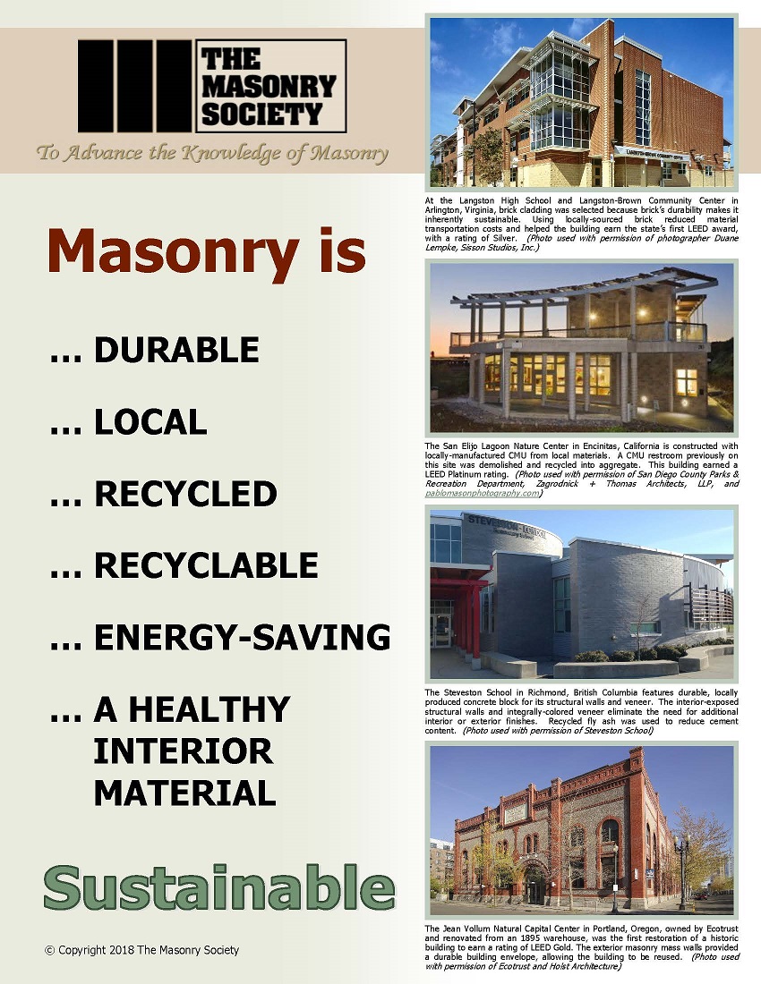 Masonry is Sustainable Brochure (2018)