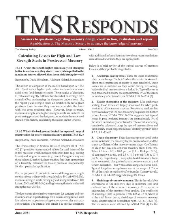 TMS Responds, Vol. 19, No. 1