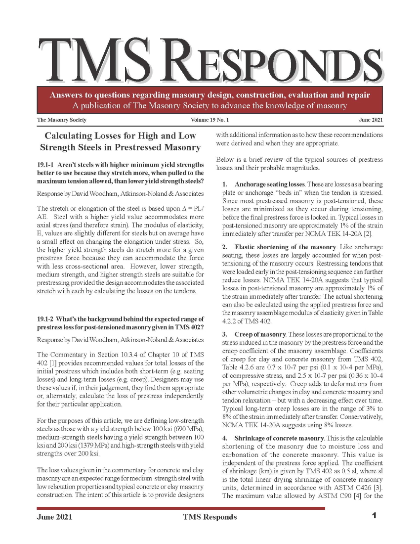 TMS Responds, Vol. 19, No. 1